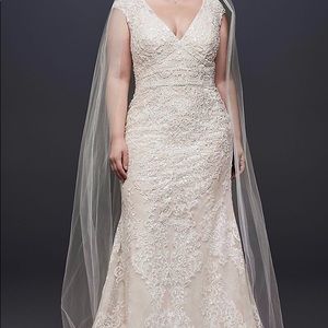Oleg Cassini Sheath Wedding Gown; David’s Bridal